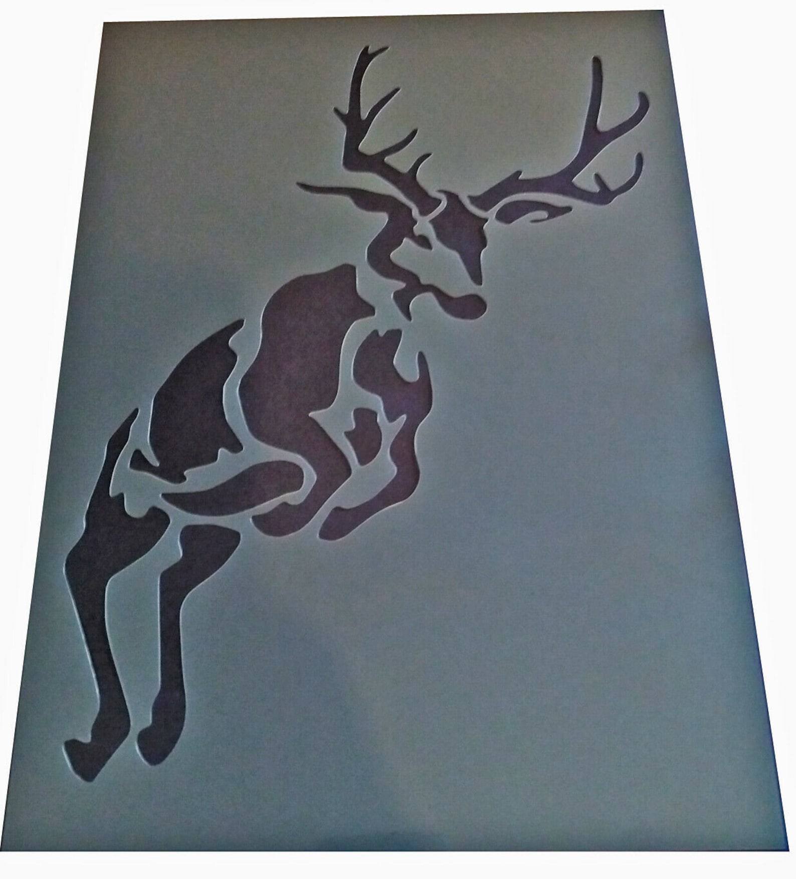 Shabby Chic Stencil Stag Deer Leaping Vintage A4 Size Wall Art Etsy