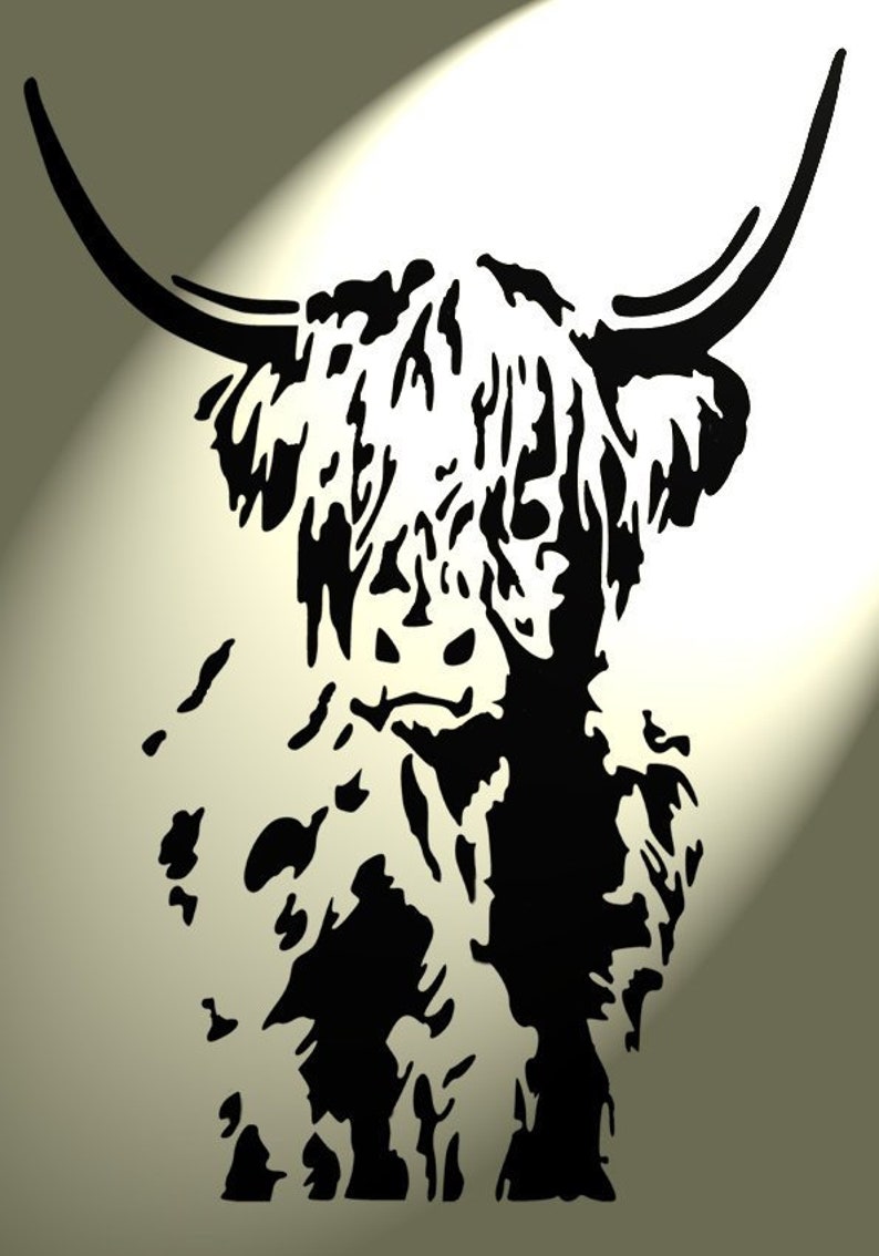 shabby-chic-plastic-stencil-sheet-highland-cow-design-2-rustic-etsy-uk