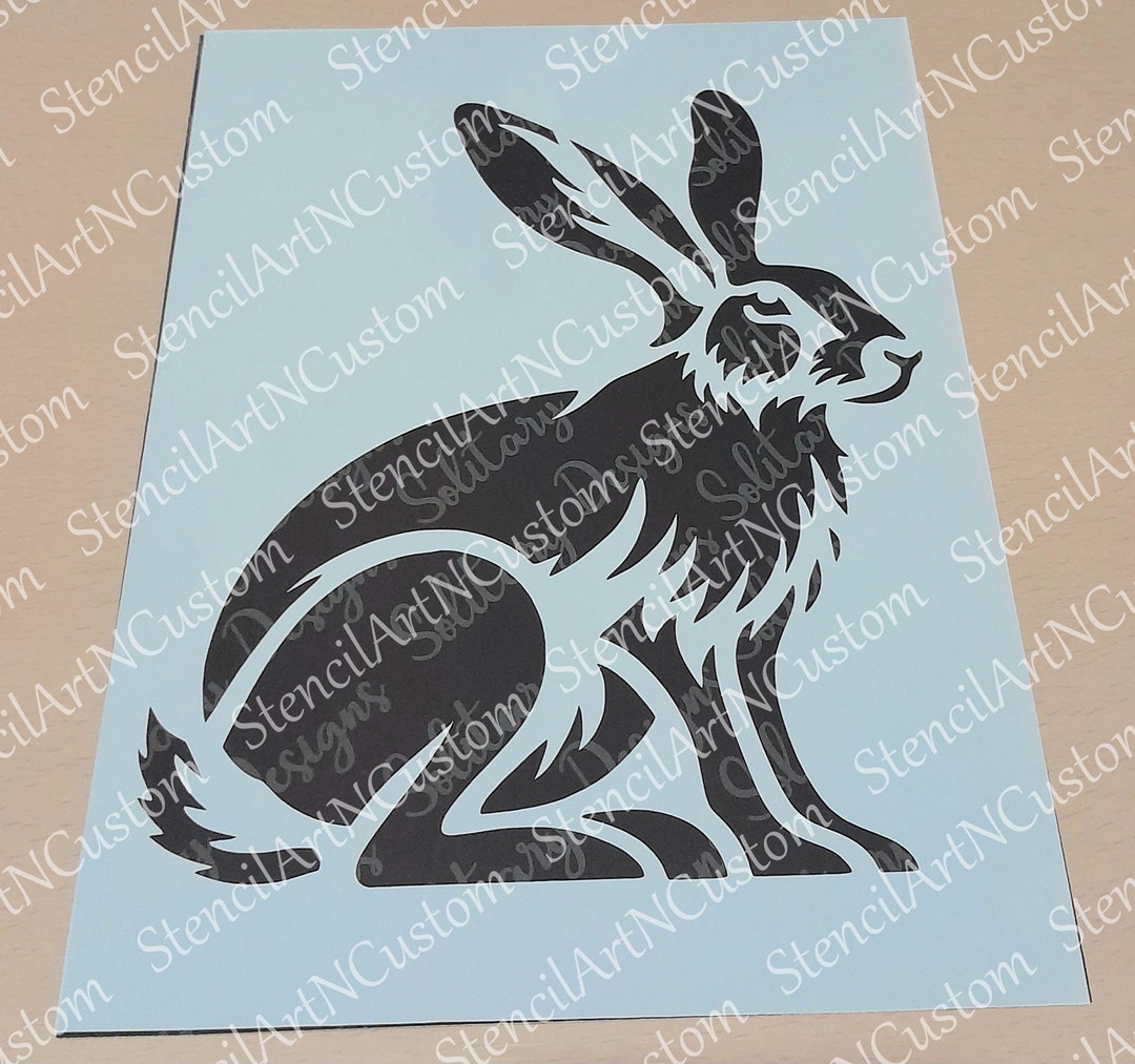 Hare Bunny Rabbit Stencil Shabby Chic Plastic Craft Art Stencil Wall ...