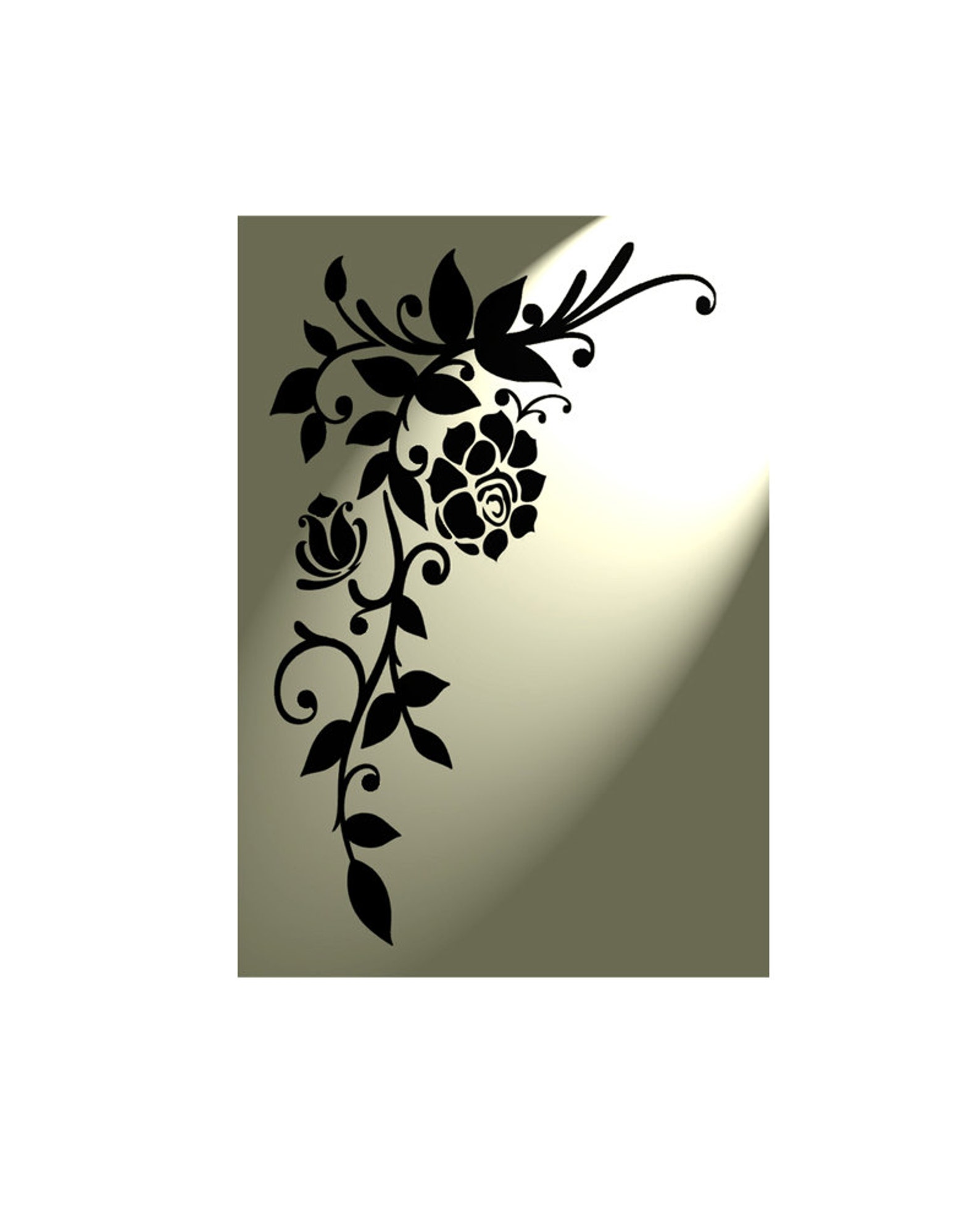 Blumenkranz Schablone Shabby Chic | Wiederverwendbare Mylar Schablone 11x11cm Für Wanddekoration