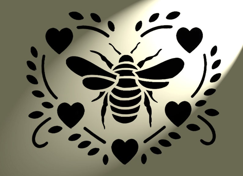 Shabby Chic Stencil Bee Heart Rustic Vintage Style A4 297x210mm