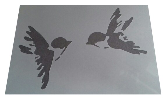 Shabby Chic Stencil Artistic 2 Swallows Rustic A4 297x210mm - Swallow Stencil For Wall Shabby Chic Stencil Artistic 2 Swallows Rustic A4 297x210mm - Swallow Stencil For Wall