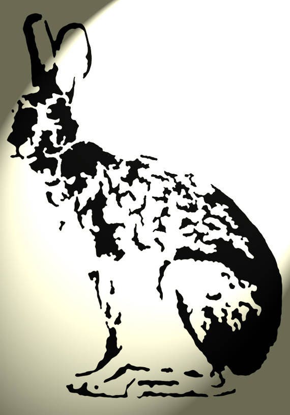 Shabby Chic plastic craft Stencil sheet artistic Hare rabbit body A4 297x210mm