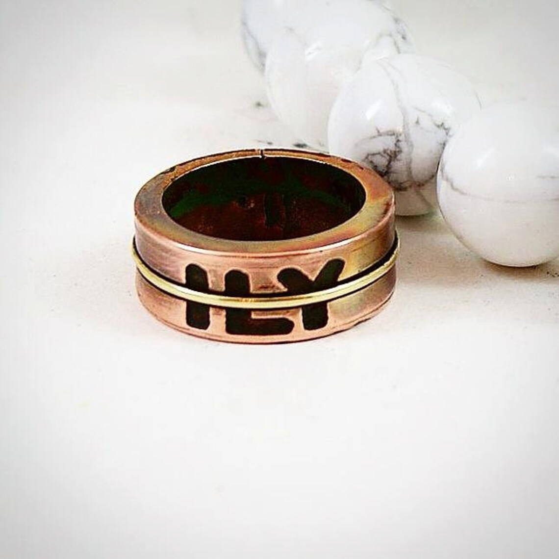 Copper ring Ring with bras Unique ring Bohemian ring Copper | Etsy