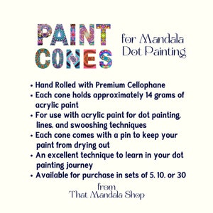 Paint Cones Paint Cones for Mandala Dot Art Painting Dot Painting Supplies Dots, Lines and Swooshing Dot Mandala Paint Cones image 2