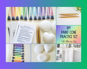 DIY Paint Cone Kit | Dot Painting Kit | Mandala Dot Art Practice Kit | Acrylic Paint Cones | Swoosh Tools | Dot Mandala Art