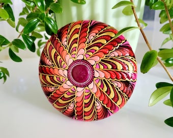 Mandala Dot Art Stone | Hand Dot Painted | Dot Mandala Art Home Decor | Painted Rock Art