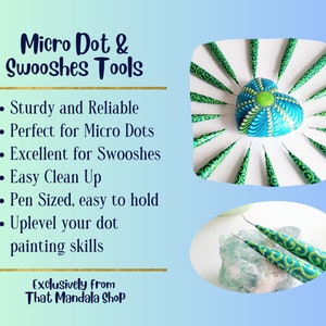 Best Swooshing Tool Turquoise and Green Dots & Swooshes Tool Set Micro Dotting Tool Swooshing Tool Dot Painting Tools image 2
