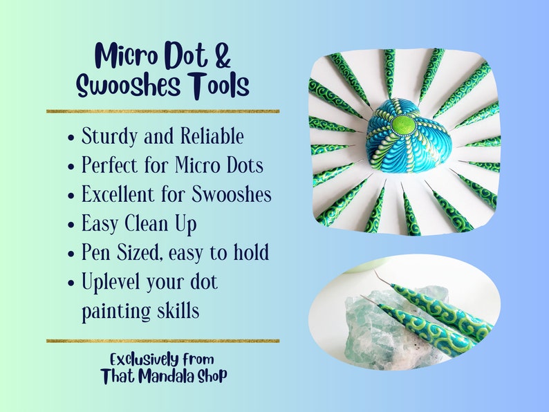 Best Swooshing Tool Turquoise and Green Dots & Swooshes Tool Set Micro Dotting Tool Swooshing Tool Dot Painting Tools image 2