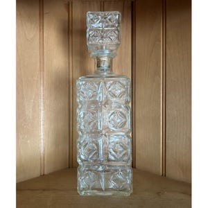 Vintage Thatcher Clear Glass Diamond Pattern Whiskey Decanter Barware