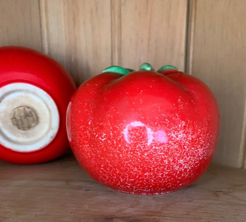 Vintage Tomato Salt and Pepper Shakers Vintage Ceramic Set of Etsy