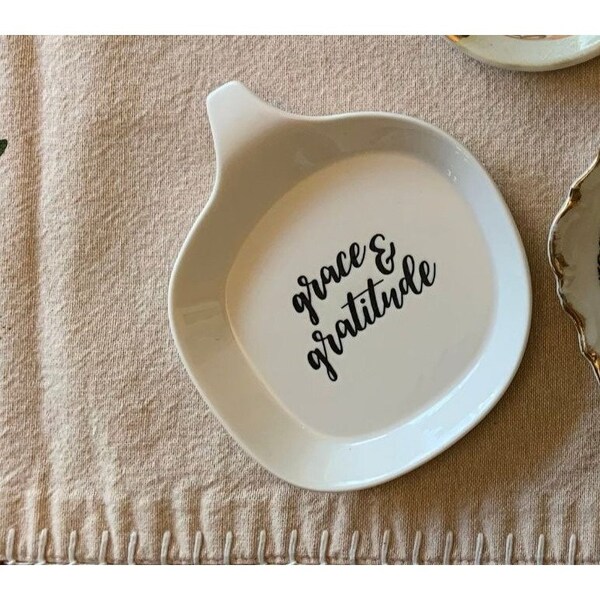 Small Plate Trinket Dish Thanksgiving Grace Gratitude Butter Pat Dish by Mud Pie