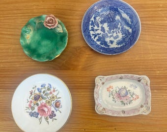Vintage Butter Pats Trinket Dishes: Occupied Japan, Royal Worcester, Blue Willow, Floral