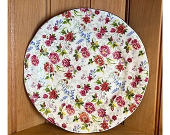 Vintage Formalities by Baum Brothers White Charlotte Rose Chintz Pattern Salad/Luncheon Plate
