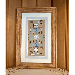 Vintage Signed Navajo Sand Painting Healing Male Yei Dance