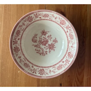 Vintage Churchill Pink Indian Tree Vegetable Large Serving Bowl Pink Floral Band Transferware