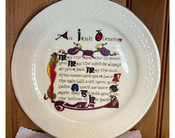 Vintage Parian Donegal Porcelain Irish Blessing Celtic Decorative Cabinet Plate Gift