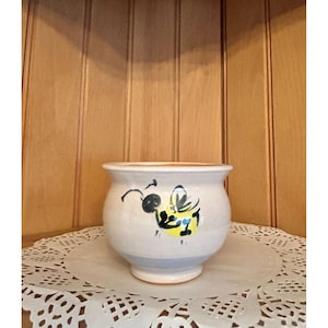 Artist Signed Studio Pottery Hand-Painted Ceramic Bee Design Planter Succulent Pot