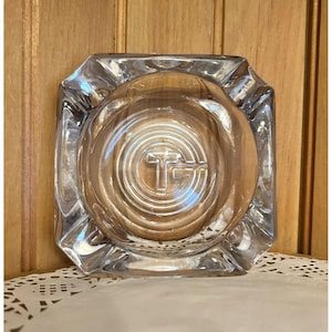 Vintage SS France Clear Glass Ashtray CGT Compagnie Generale Transatlantique Cruise Ship