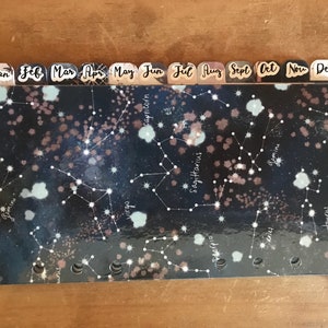 Personalized tab labels for your planner dividers. Set of 4, 6, or 12 labels. black ink on white background