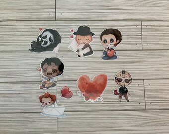 Valentine horror die cuts. Perfect for decorating a planner, travelers notebook, memory book or scrapbook. Horror movie characters.