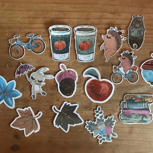 Fall / autumn die cuts or planner stickers. Cute pumpkin girl. Decorate a planner, travelers notebook, memory book, or scrapbook.