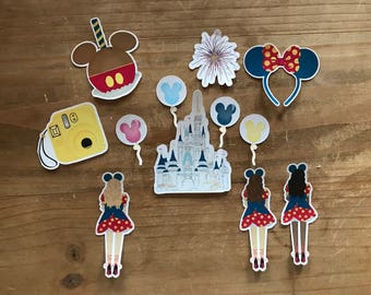Disney inspired die cuts, stickers. Perfect size for decorating a scrapbook, memory book, planner or pary decorations.