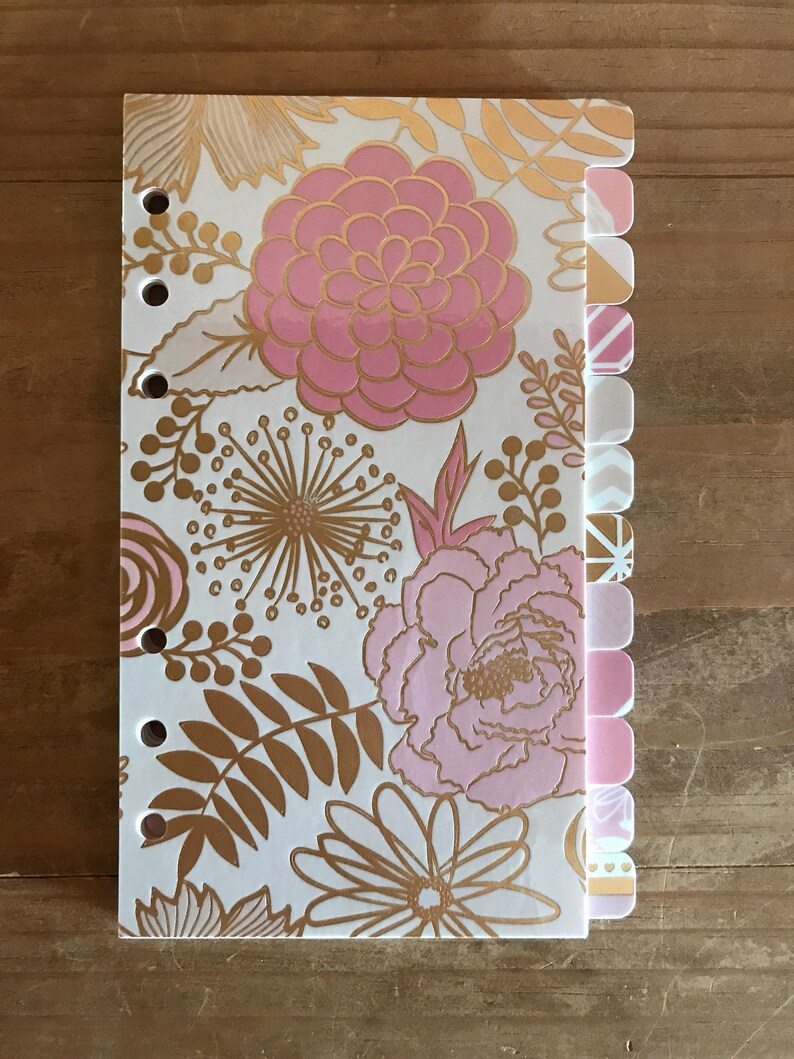 Personal 12 tab planner dividers in blush pink gold and cream Etsy