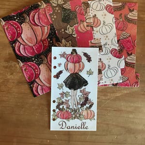 Fall planner. autumn planner dividers. A personalized dashboard and 6 tabbed dividers. Beautiful pink and brown pumpkins. Hot cocoa.