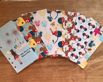 Disney inspired planner dividers. Available for pocket, personal, A5, recollections, day planner. Dashboard with 6 tabbed dividers.