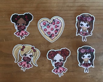 Valentines doll die cuts. Planner decorations, stickers, accessories. Perfect for planners, travelers notebooks, scrapbooks.