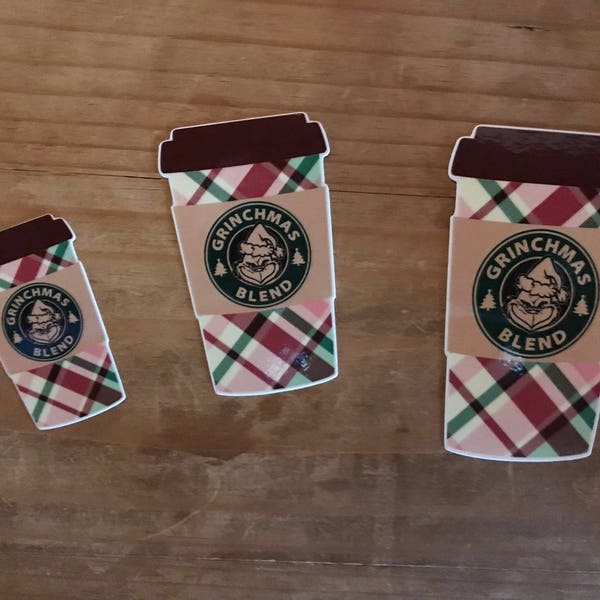 Christmas coffee die cut. Plaid coffee cup. Planner decorations, supplies, accessories. Travelers notebook.