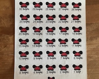 Disney countdown planner stickers. Deco stickers for a pocket, personal, A5, mini or classic Happy planner. Also used in scrapbook or memor