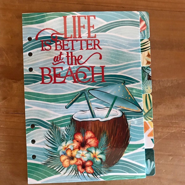 Beach, summer planner dividers. Available for pocket, personal, foxy fix personal wide, recollections and A5 planners.