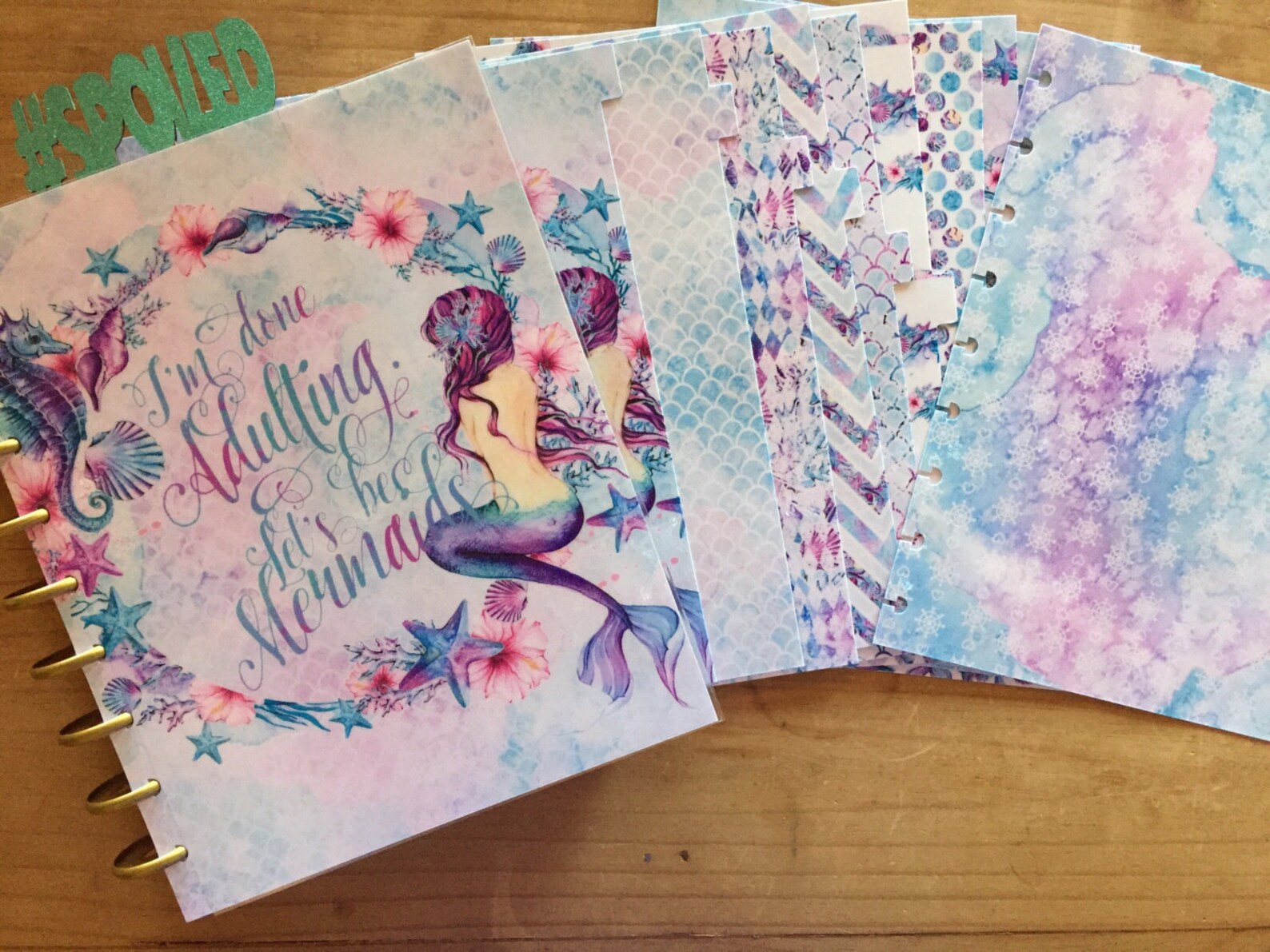 Mermaid Happy Planner Cover Front and Back. Dashboard Happy - Etsy