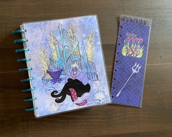 Mermaid happy planner cover, front and back. Little mermaid happy planner, planner supplies, planner accessories, mini happy planner