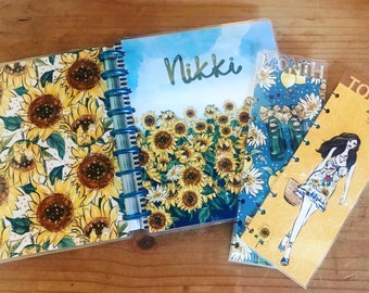 Summer sunflower happy planner Cover available for mini and classic happy planner. Erin Condren and tul junior planner