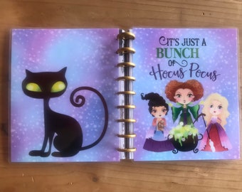 Hocus pocus Halloween planner covers. mini and classic happy planner covers. Cute theme to decorate your planner in a fun fall or autumn