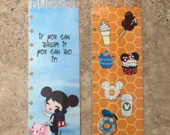 Disney budget and meal pagemarker for happy planner, Or ringed planners. planner supplies, planner accessory, accessories book mark
