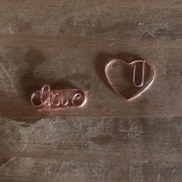Heart or love planner clip. Metal planner clip. Planner decorations, accessories, supplies. Paper clip