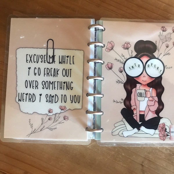 Introvert Happy Planner covers. with your coice of hair color and skin tone on girl. Planner covers. Erin Condren covers. Tul Junior.