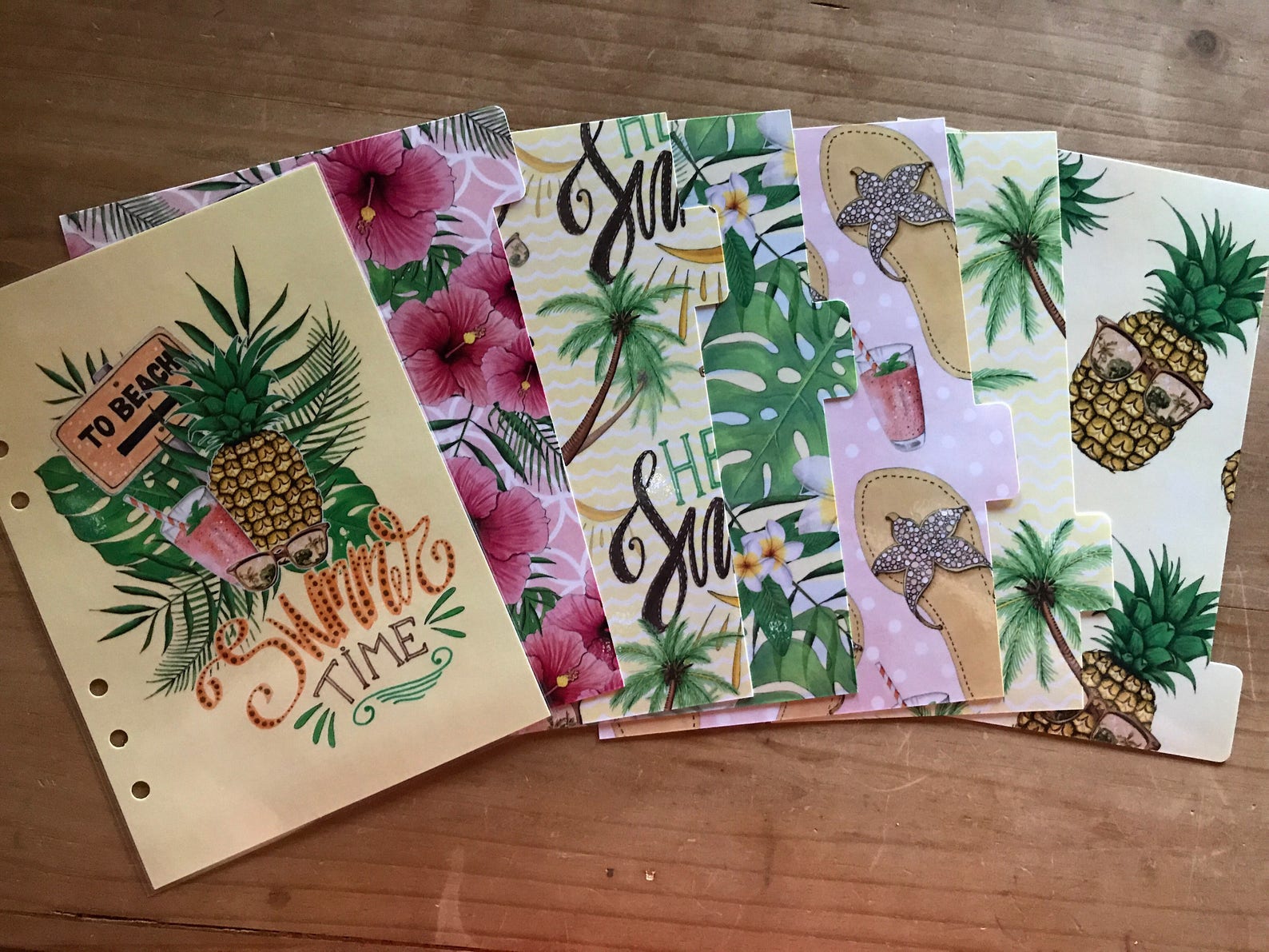 Tropical Summer Planner Dividers. Dashboard Plus 6 Tabbed Dividers ...