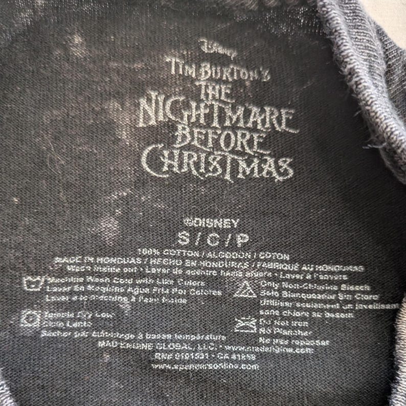 DISNEY Nightmare Before Christmas Jack Skellington Mineral Wash T-Shirt Sz SMALL bild 2