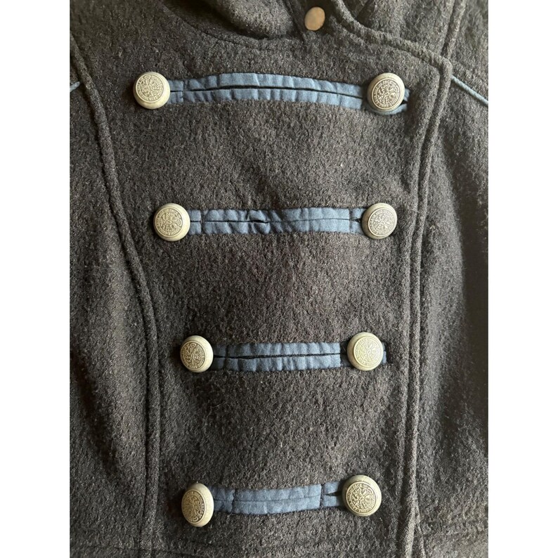 Abrigo militar cruzado de lana y viscosa FREE PEOPLE, negro, azul marino, talla 4 imagen 9