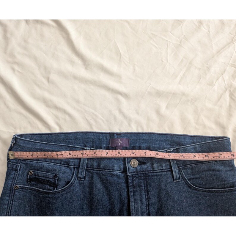NYDJ Ankle Jeans Dark Wash Straight Leg High Rise Blue Stretch SIZE US 16; 36x27 image 5