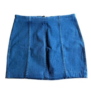 Free People Modern Femme Stretch Denim Mini Skirt Back Zip Sz 12 Festival Indie imagem 1
