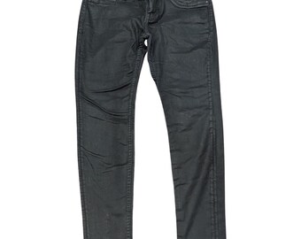 VIGOSS Jagger Super Skinny Black Coated Denim Jeans 30x28 Waxed Moto Edgy Rocker