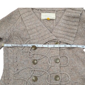 Vtg Anthropologie LEIFSDOTTIR Cable Knit Cardigan Military Fisherman Sweater S image 5