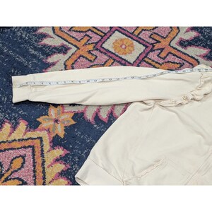 DAILY PRACTICE Anthropologie Cream Ruffle Shoulder Zip Up Sweatshirt XL Coquette image 5