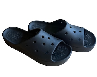 CROCS Classic Platform Slide Blk Wmn 10 Sandals Casual Slip On Waterproof Summer